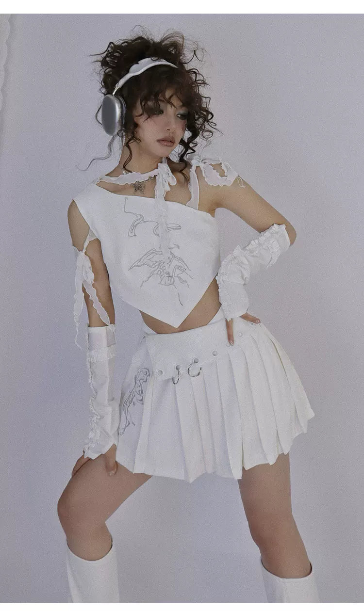Butterfly Embroidery Tie-Strap Tank Top