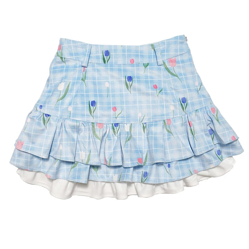 Flower Print Bow Skirt Na8271-K