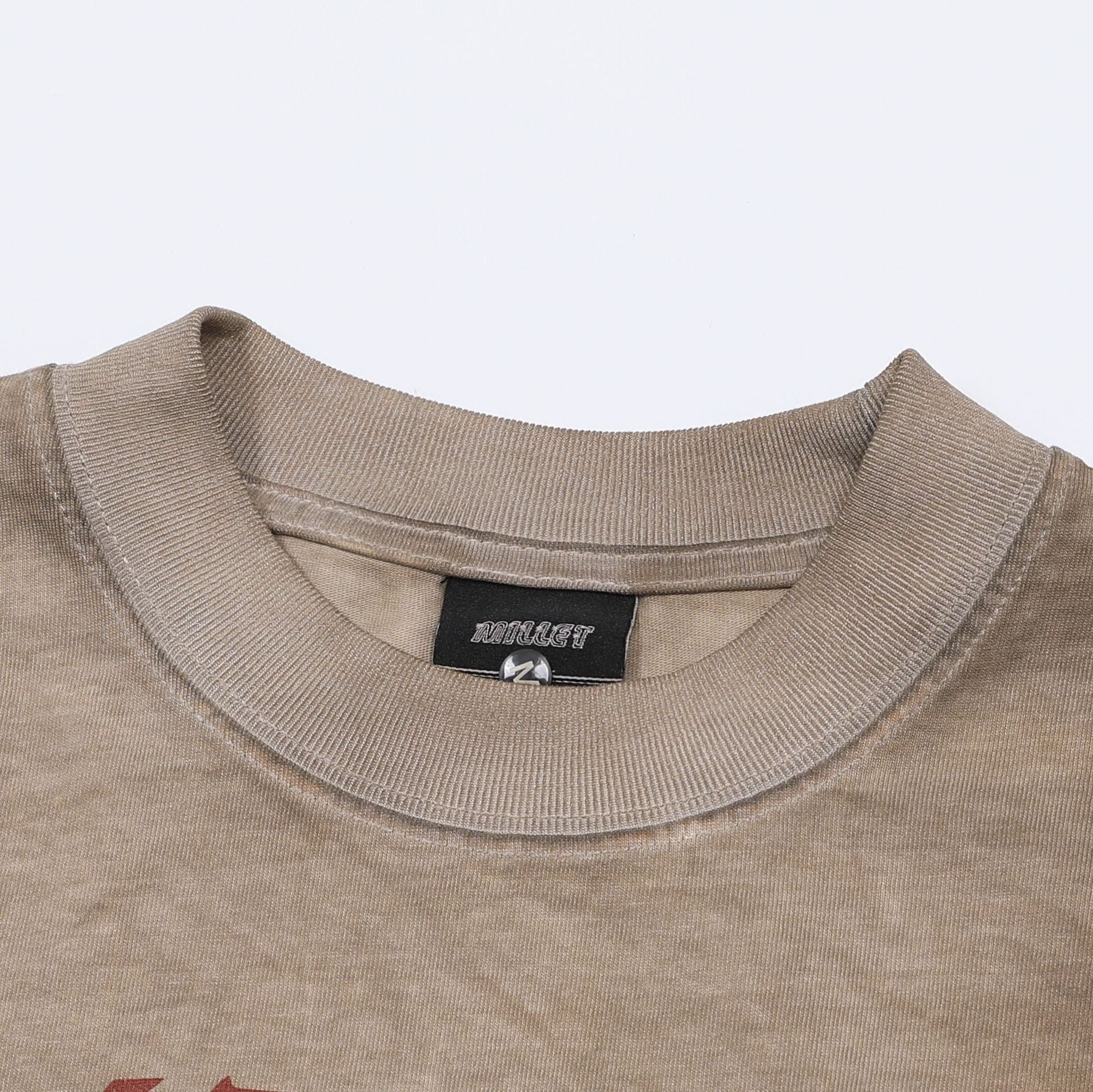 Washed Dirty Dye Graphic Print Long Sleeve T-Shirt