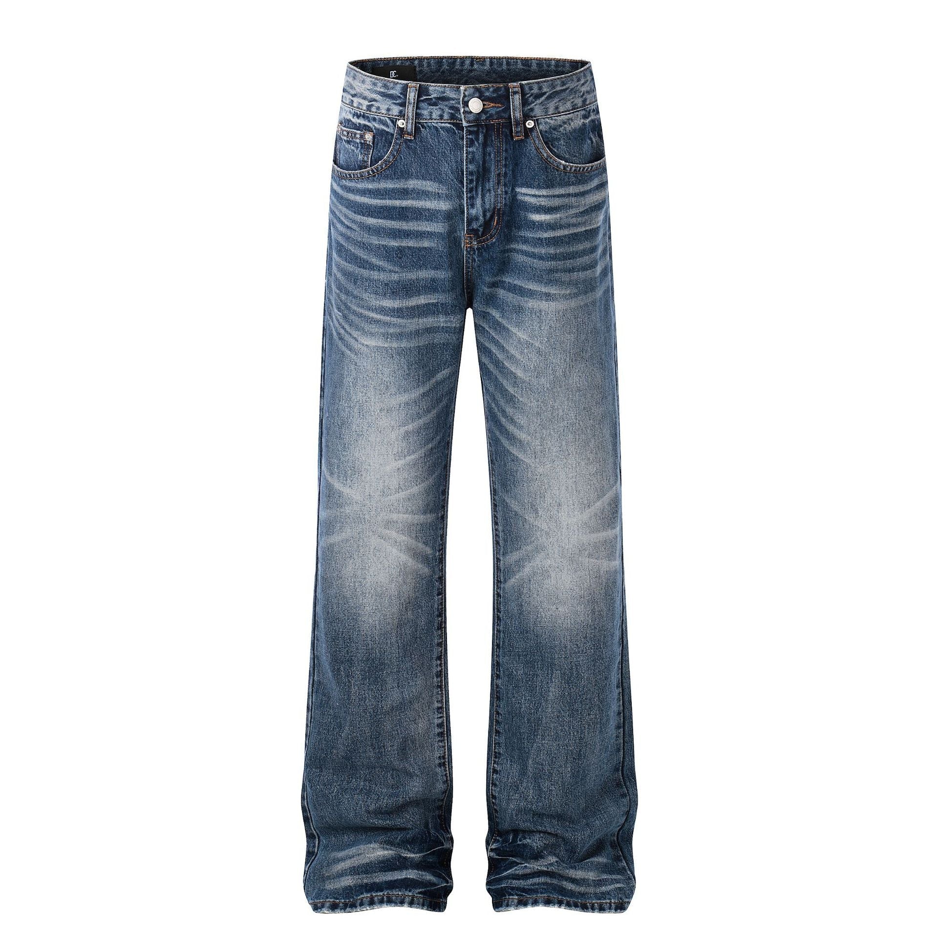 Whisker Washed Flare Denim Jeans