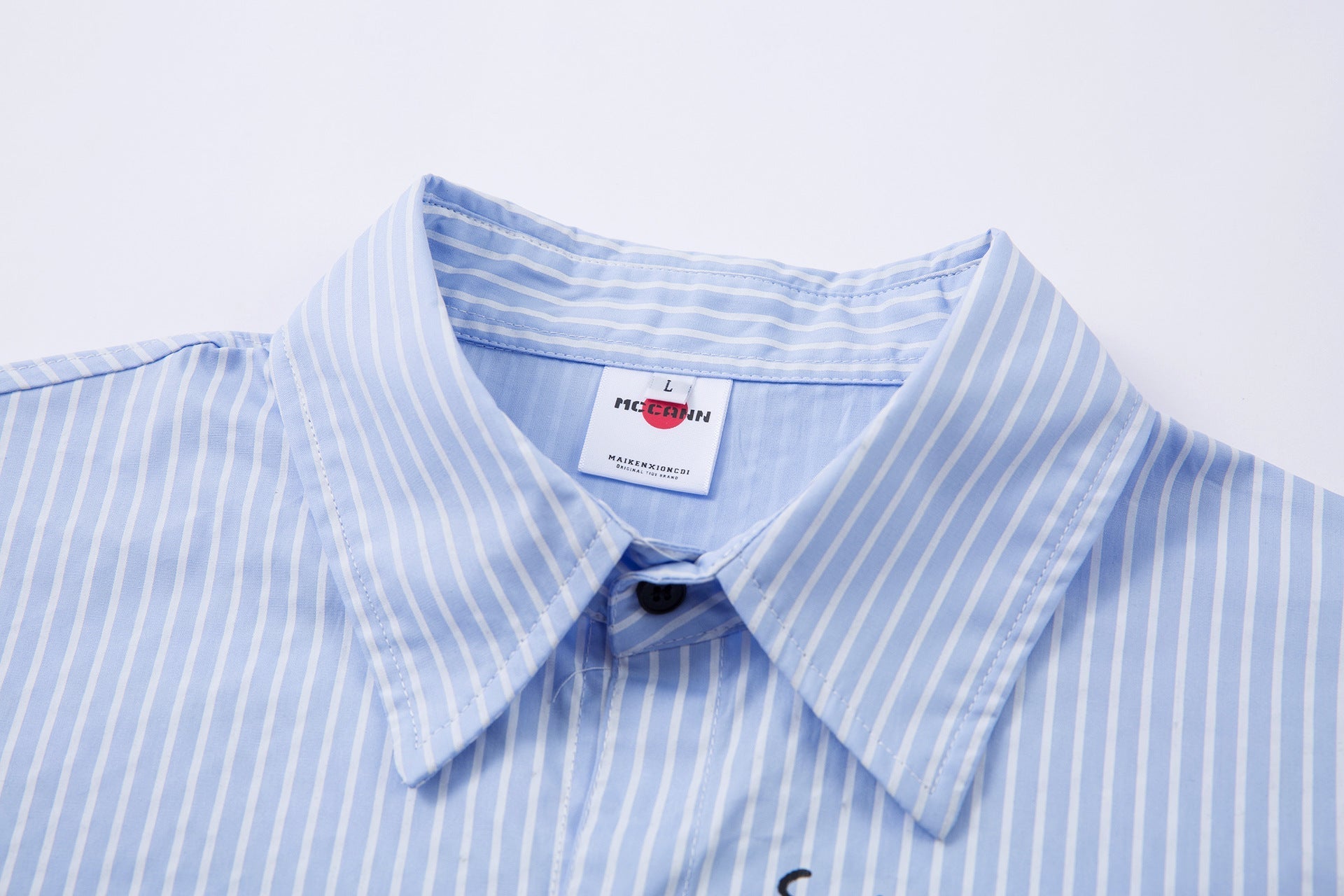 Fake Layered Stripe Print Long Sleeve Shirt