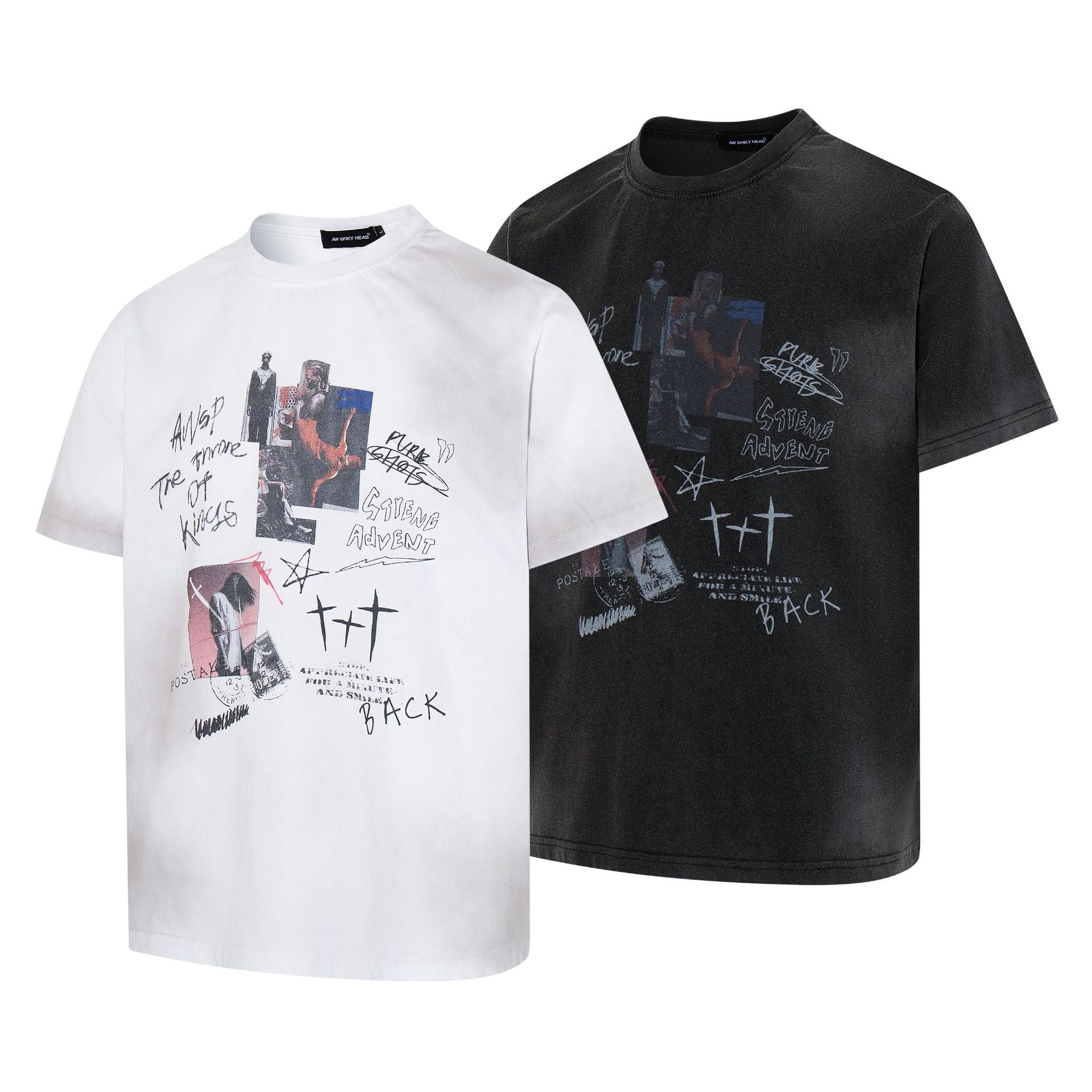 Washed Handwriting Print Short Sleeve T-Shirt