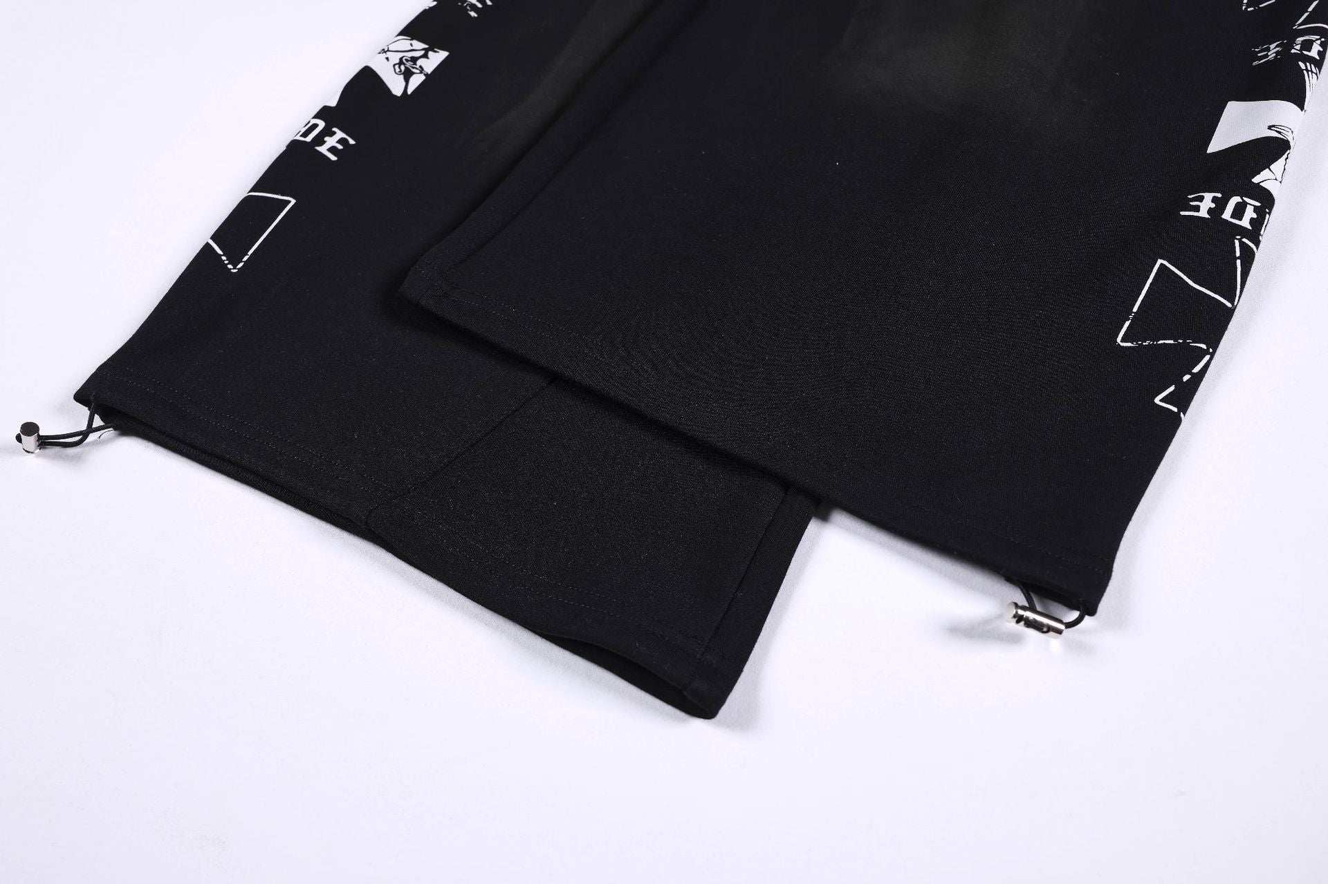 Graphic Print Panel Curved Wide Leg Sweatpants