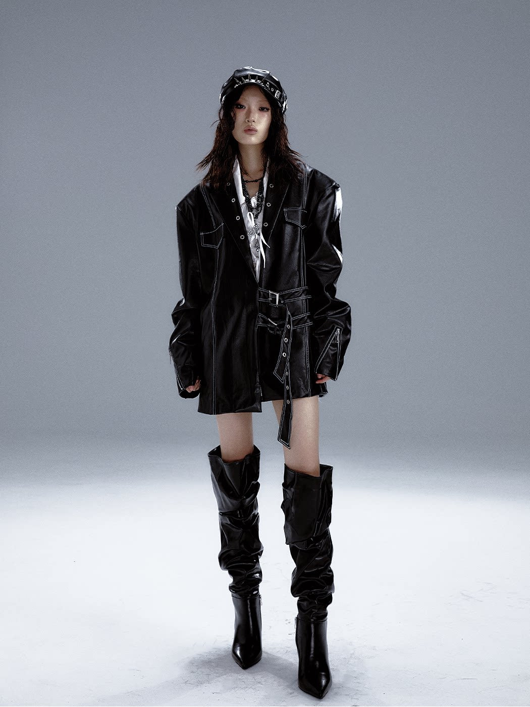 Metal Accents Heavy PU Leather Jacket