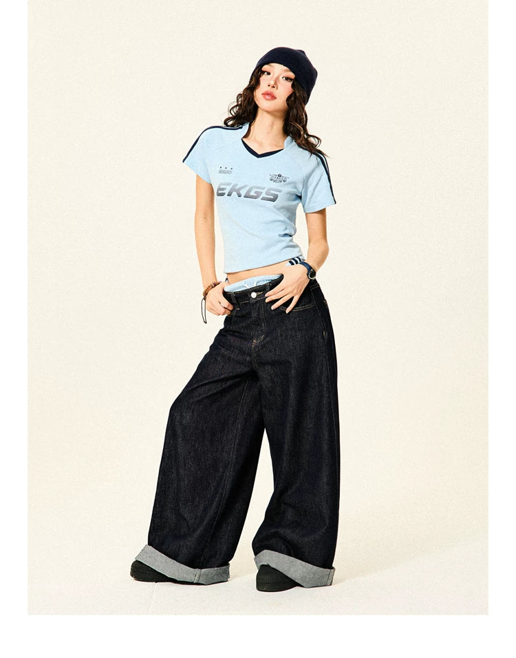 Stripe Letter Print Short Sleeve T-Shirt & Short Pants Setup