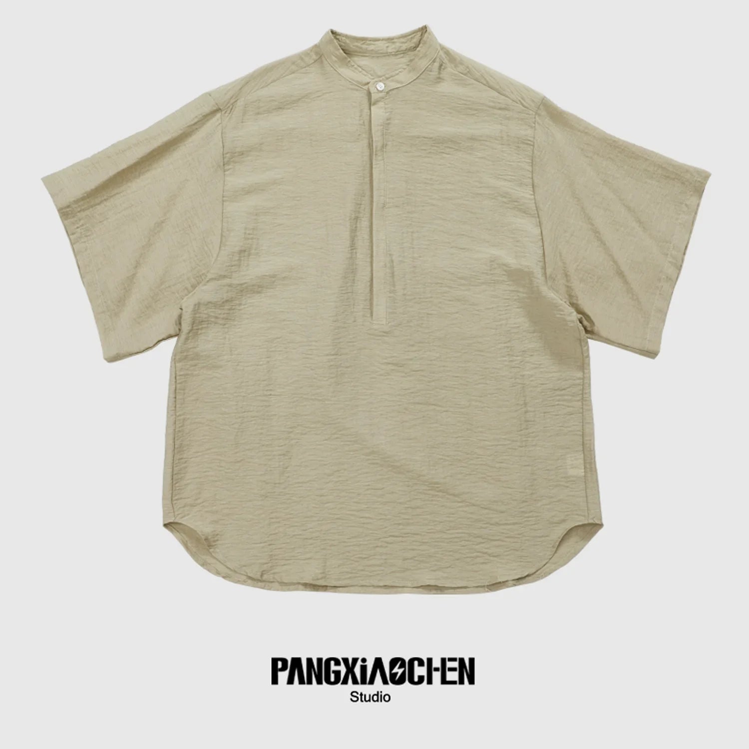 Standing-Collar Sleeve Short Sleeve Shirt