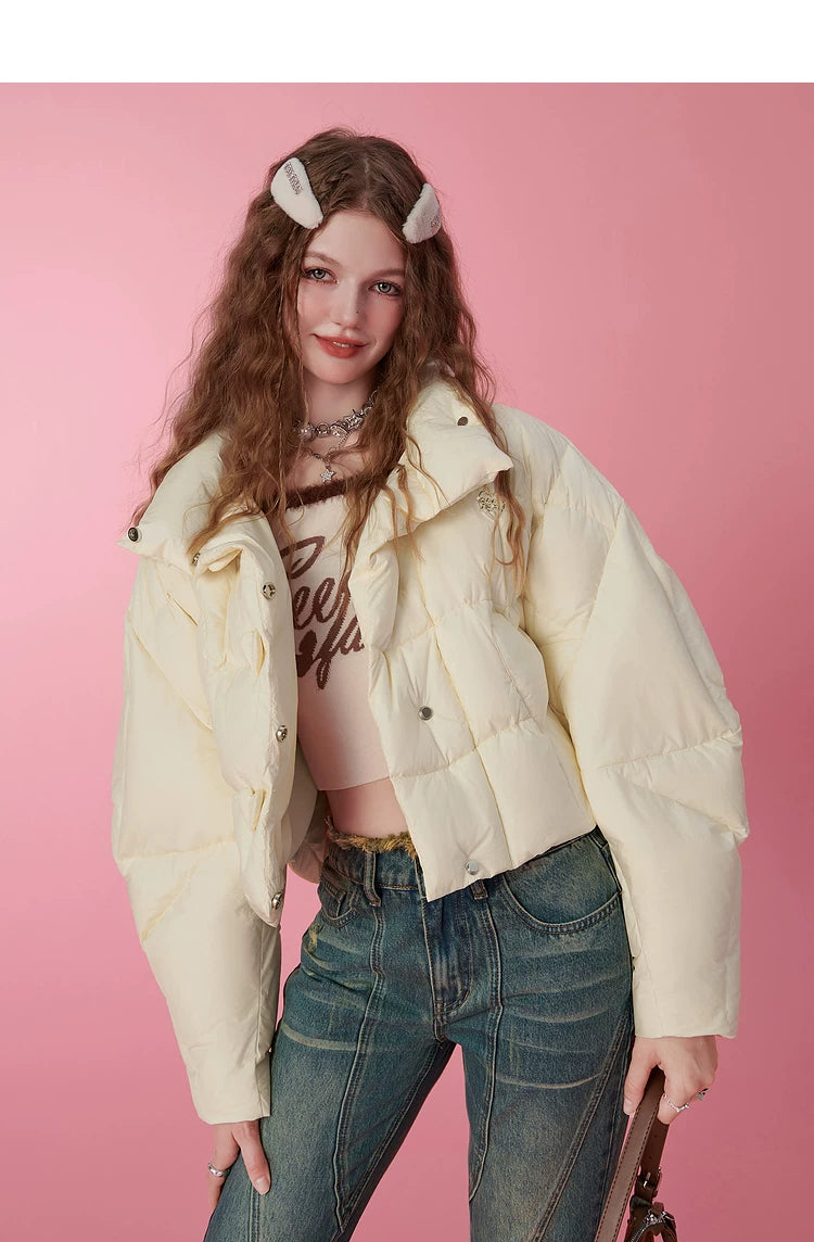 Short Thick White Duck Down Jacket