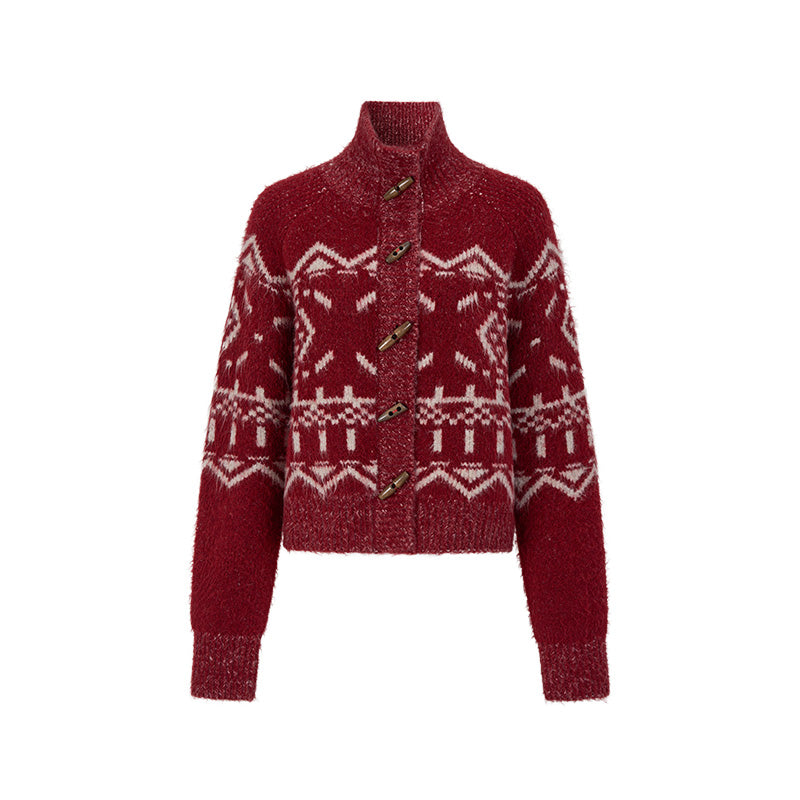 Fair Isle Jacquard Knit Cardigan