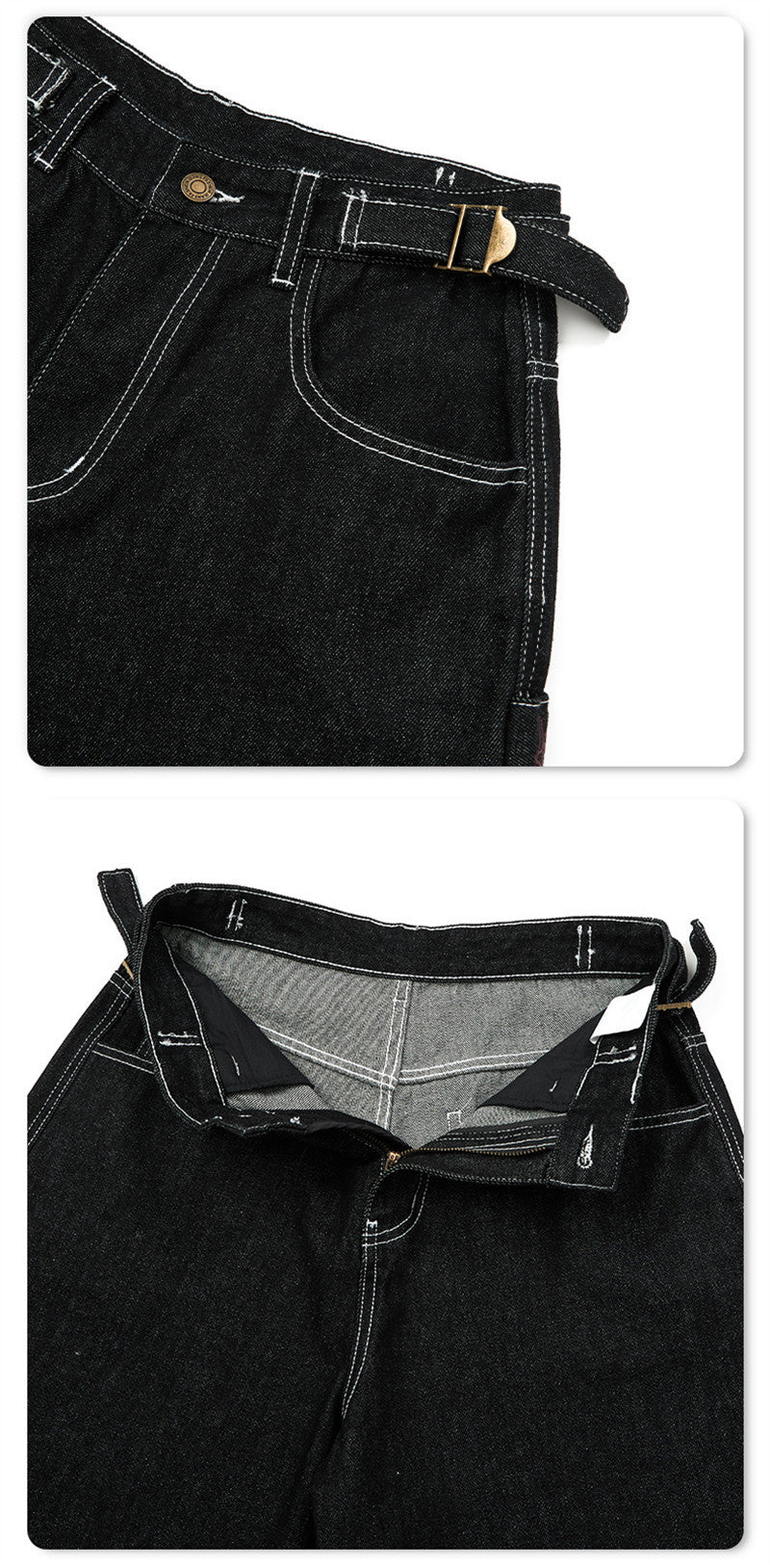 Kurze Jeanshose mit weitem Bein