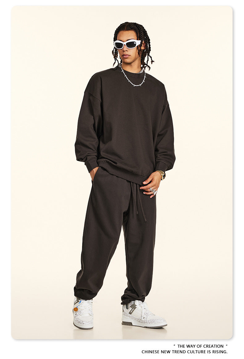 Oversize Heavyweight Basic Round Neck Sweatshirt
