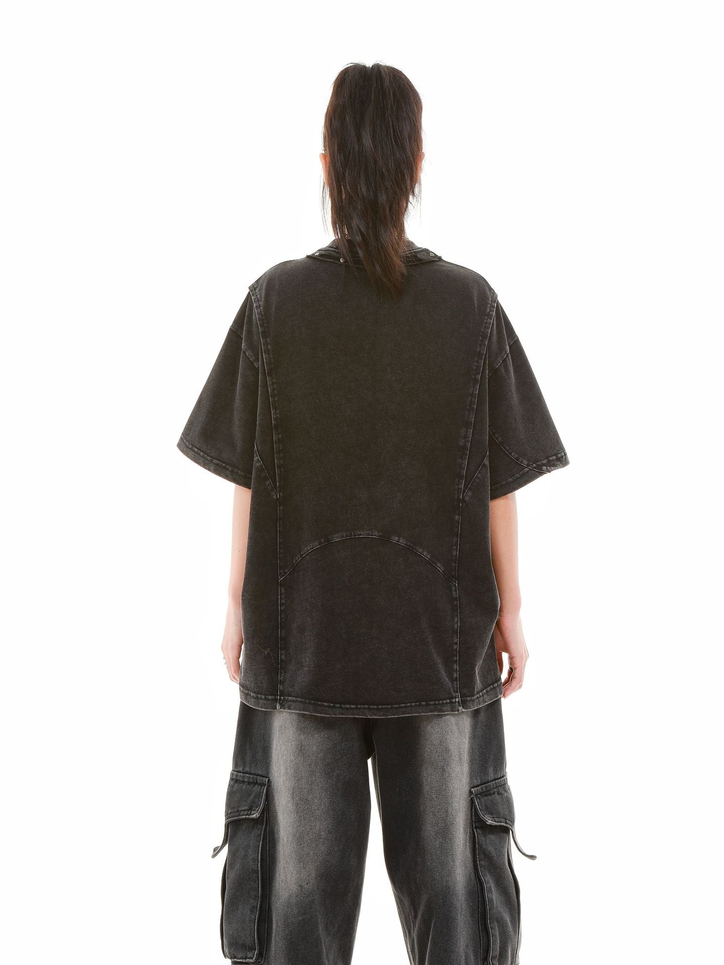 Heavy Washed Fade Stitching Short Sleeve T-Shirt