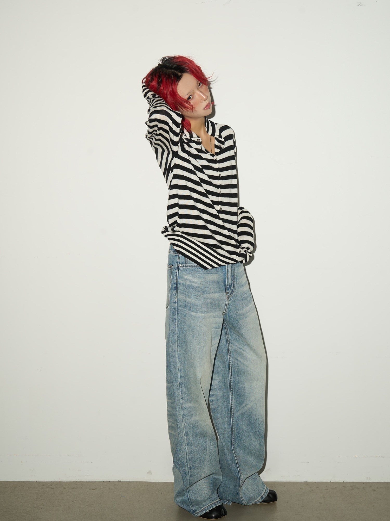 Washed Wide Leg Denim Jeans