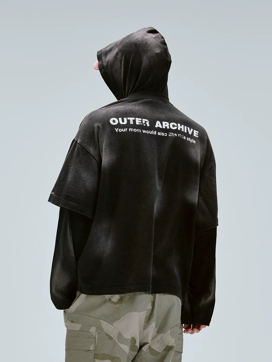 Fake Layered Oversize Graphic Hoodie