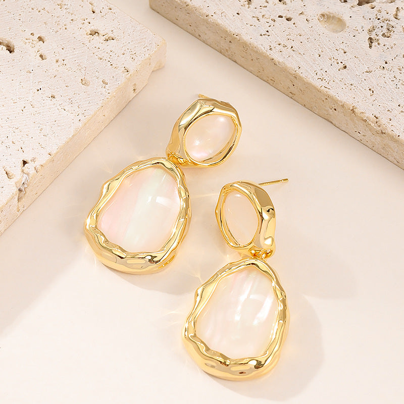 Vintage Irregular ovals Drop-shaped Needle Earrings