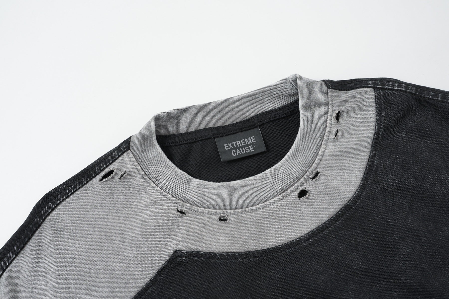 Washed Damage Patchwork Short Sleeve T-Shirt