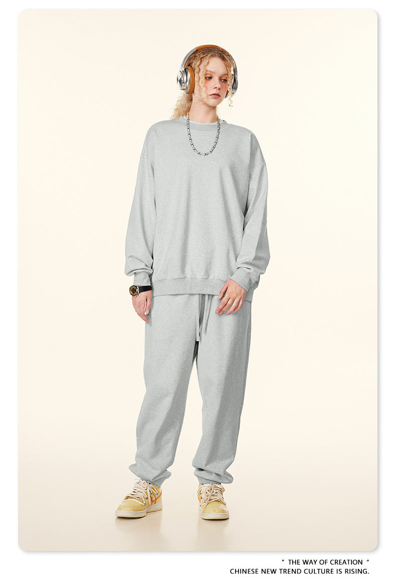 Oversize Heavyweight Basic Round Neck Sweatshirt