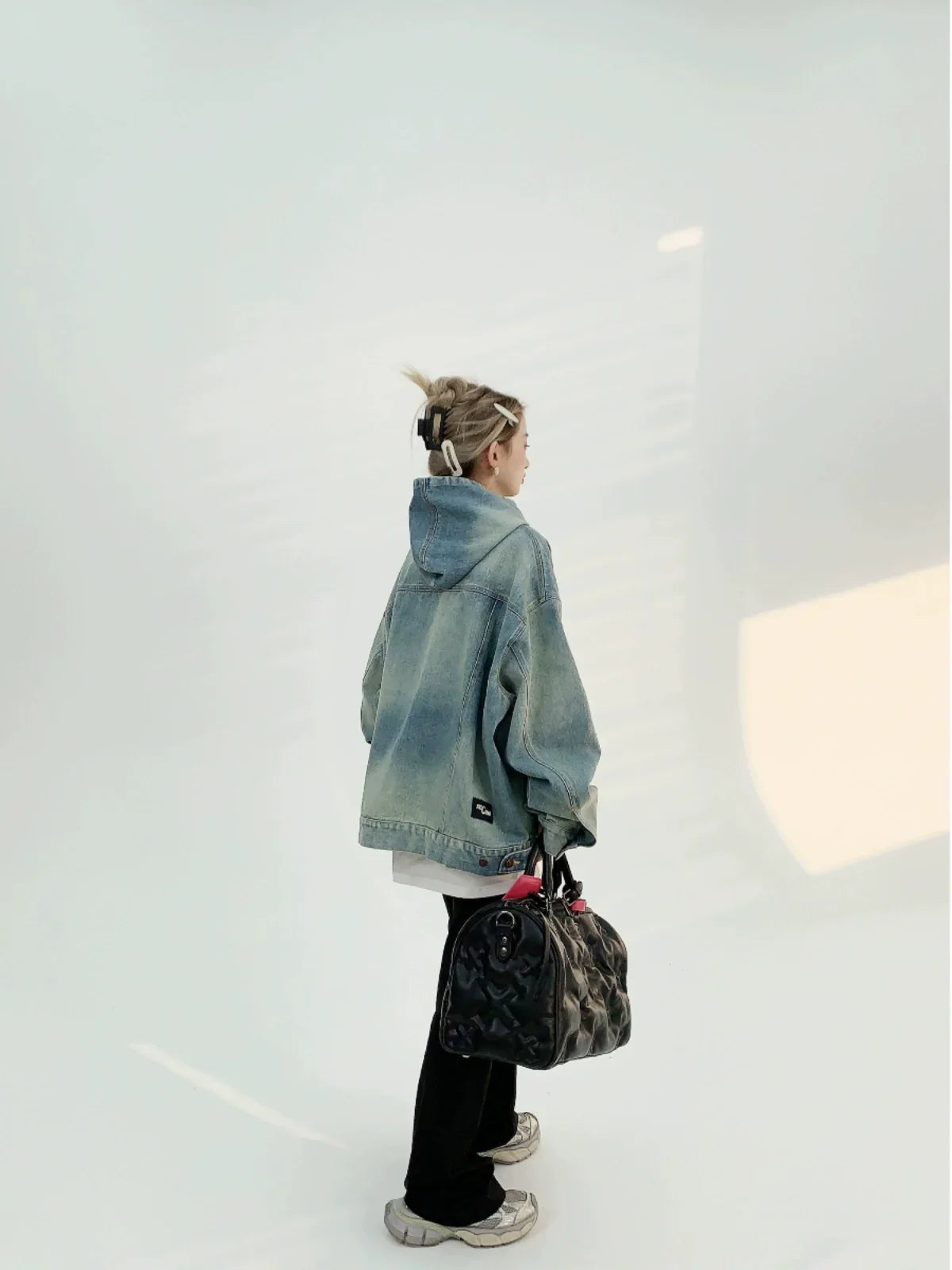Sweat à capuche en jean oversize
