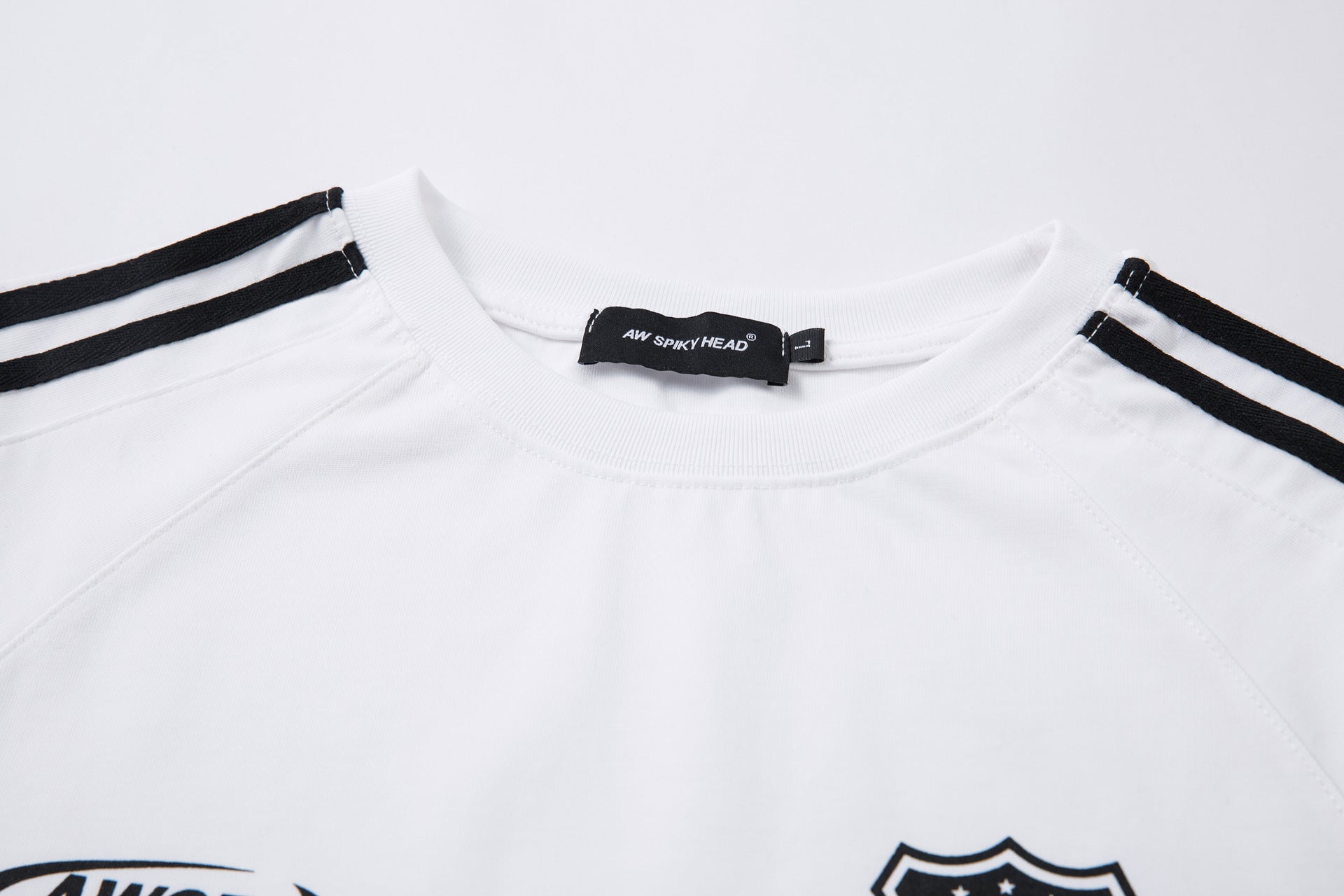 High-Neck Heavyweight Stripe Long Sleeve T-Shirt