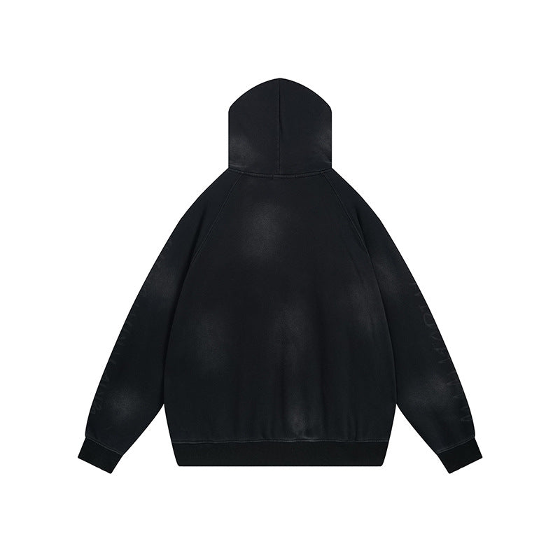 Heavyweight Washed Patch Embroidery Pullover Hoodie