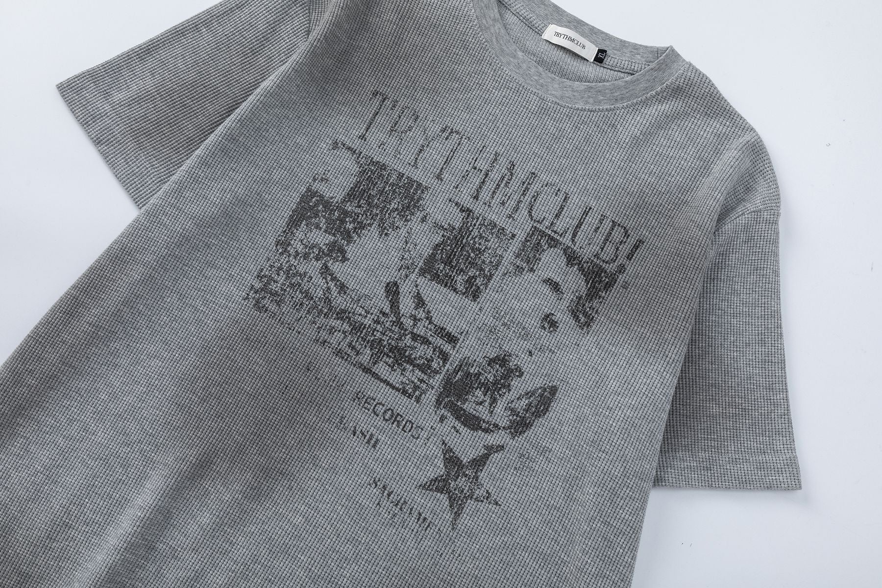 Graphic Print Rib Knit Short Sleeve T-Shirt