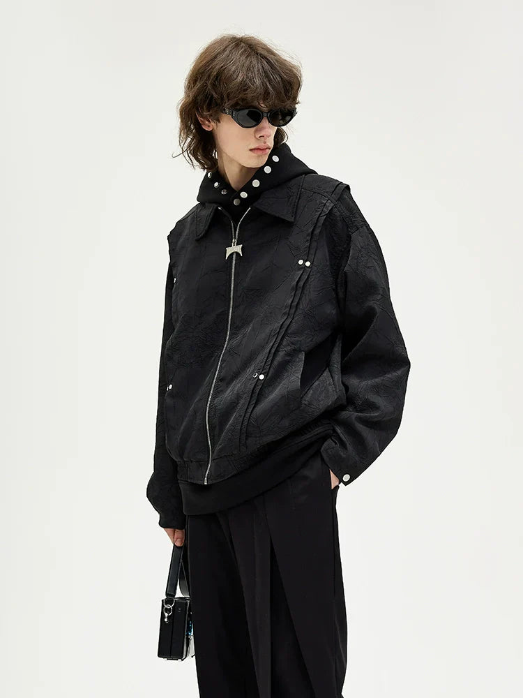 Embossed Polo Zipper Jacket