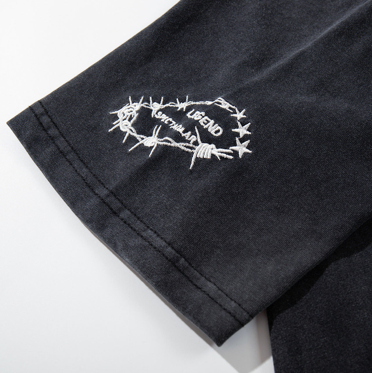 Washed Embroidery Short Sleeve T-Shirt