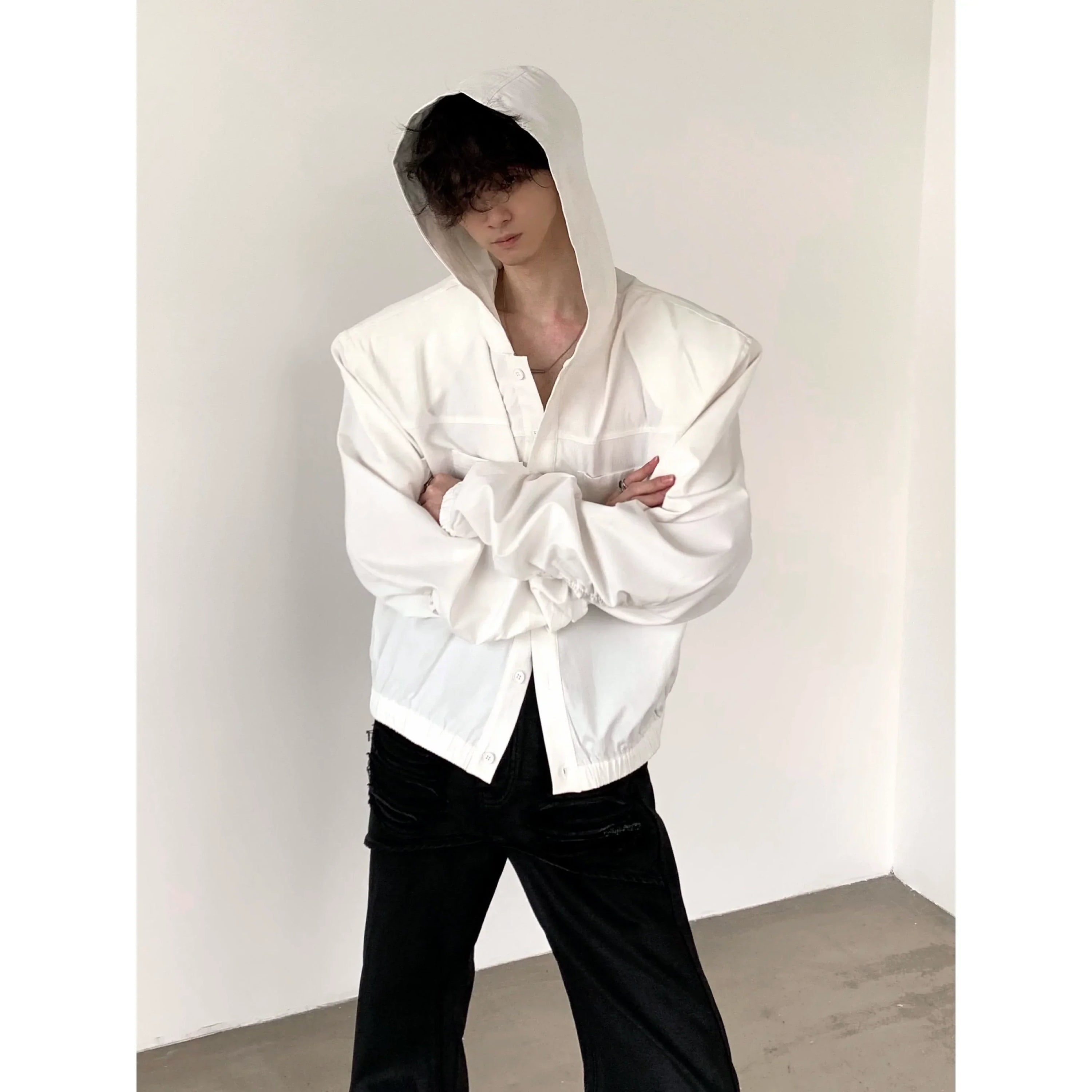 Short Hooded Long Sleeve Shirt