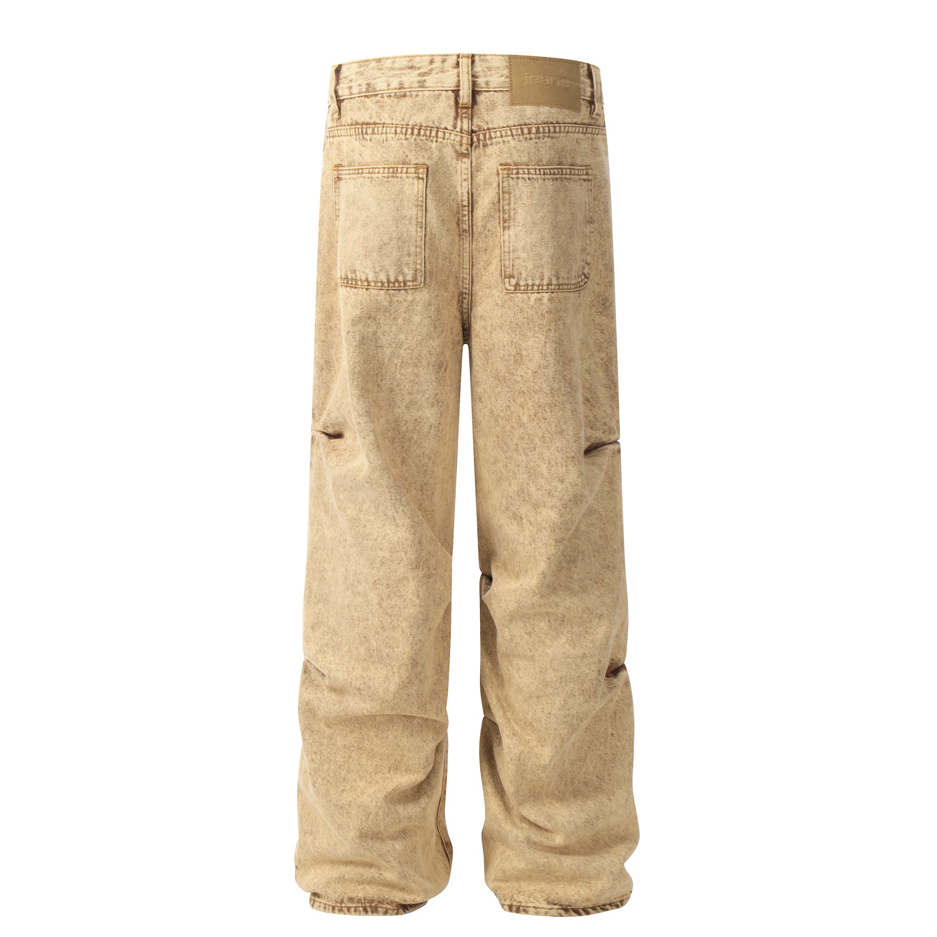 Washed Curved Wide Leg Denim Jeans