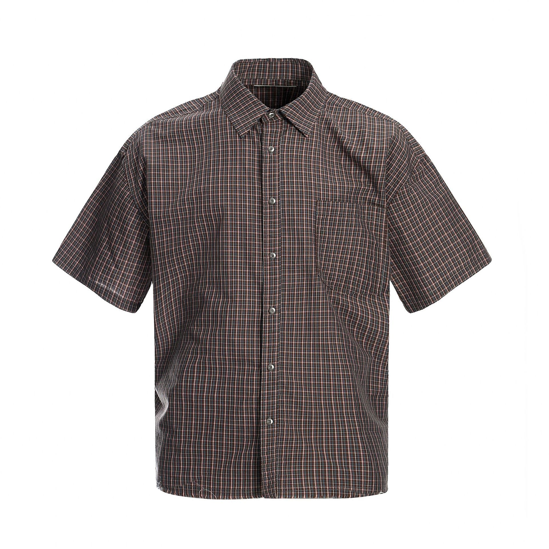 Brown Plaid Short Sleeve Shirt - MADXMARX