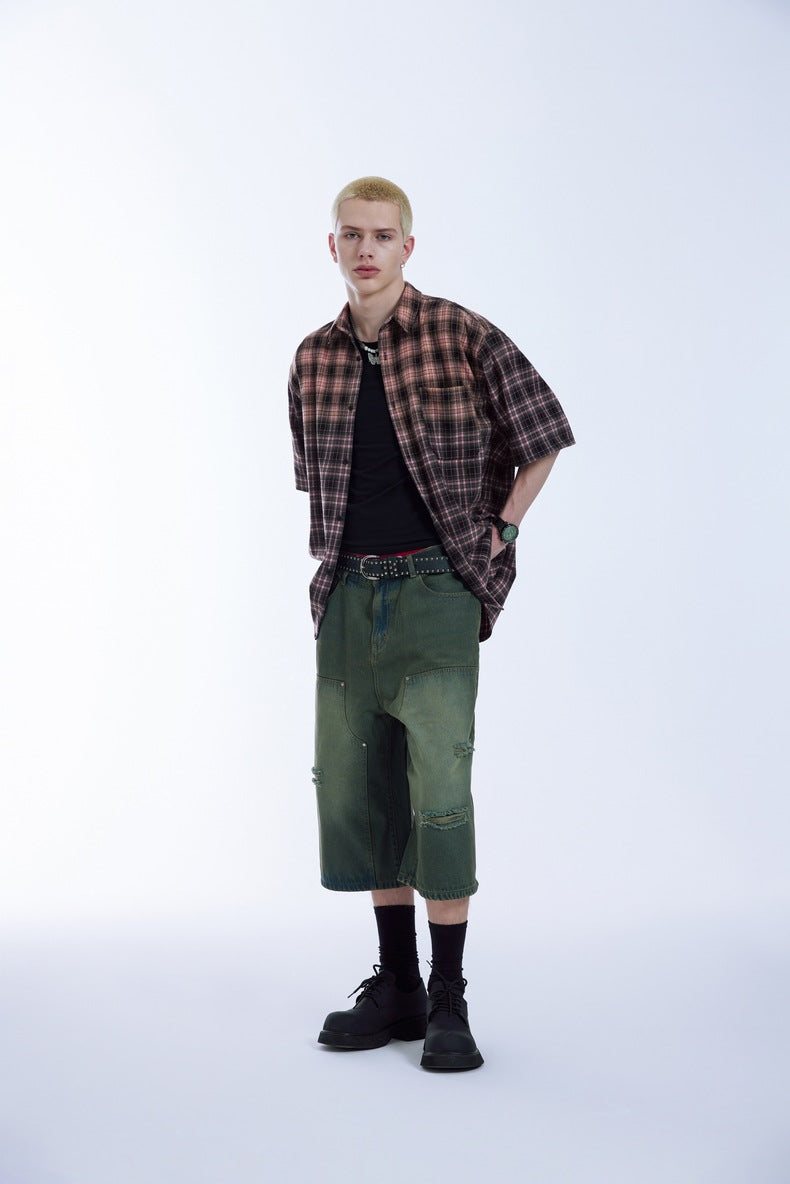 Plaid Oversized Gradient Heavyweight Shirt