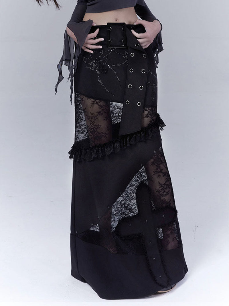 Lace Patchwork Low Waist Skirt