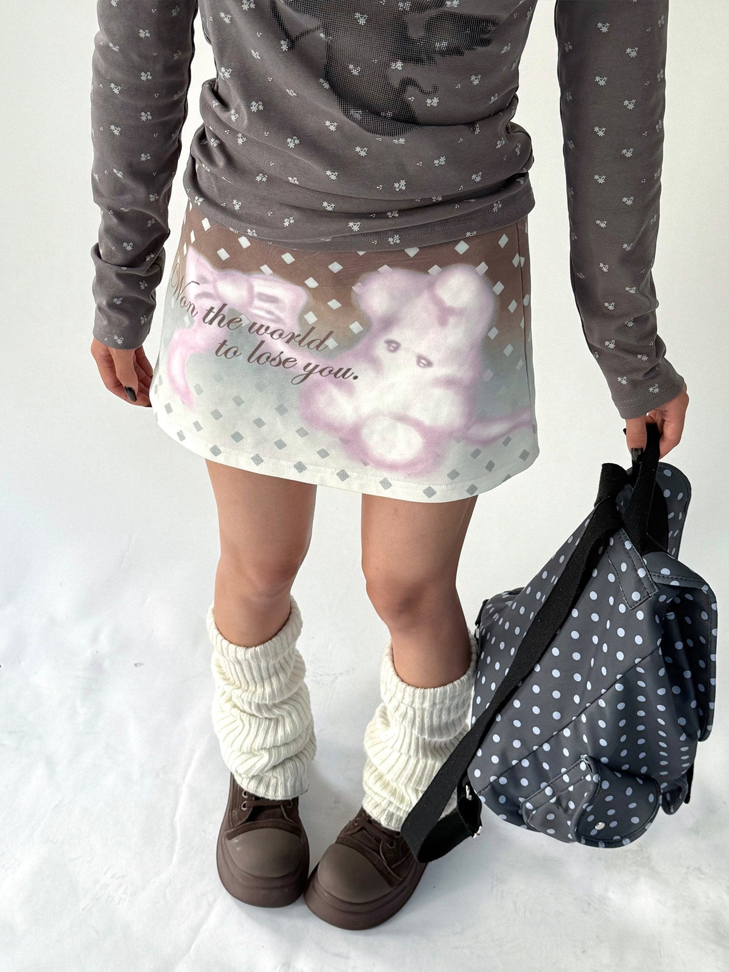 Graphic Print A-Line Short Skirt