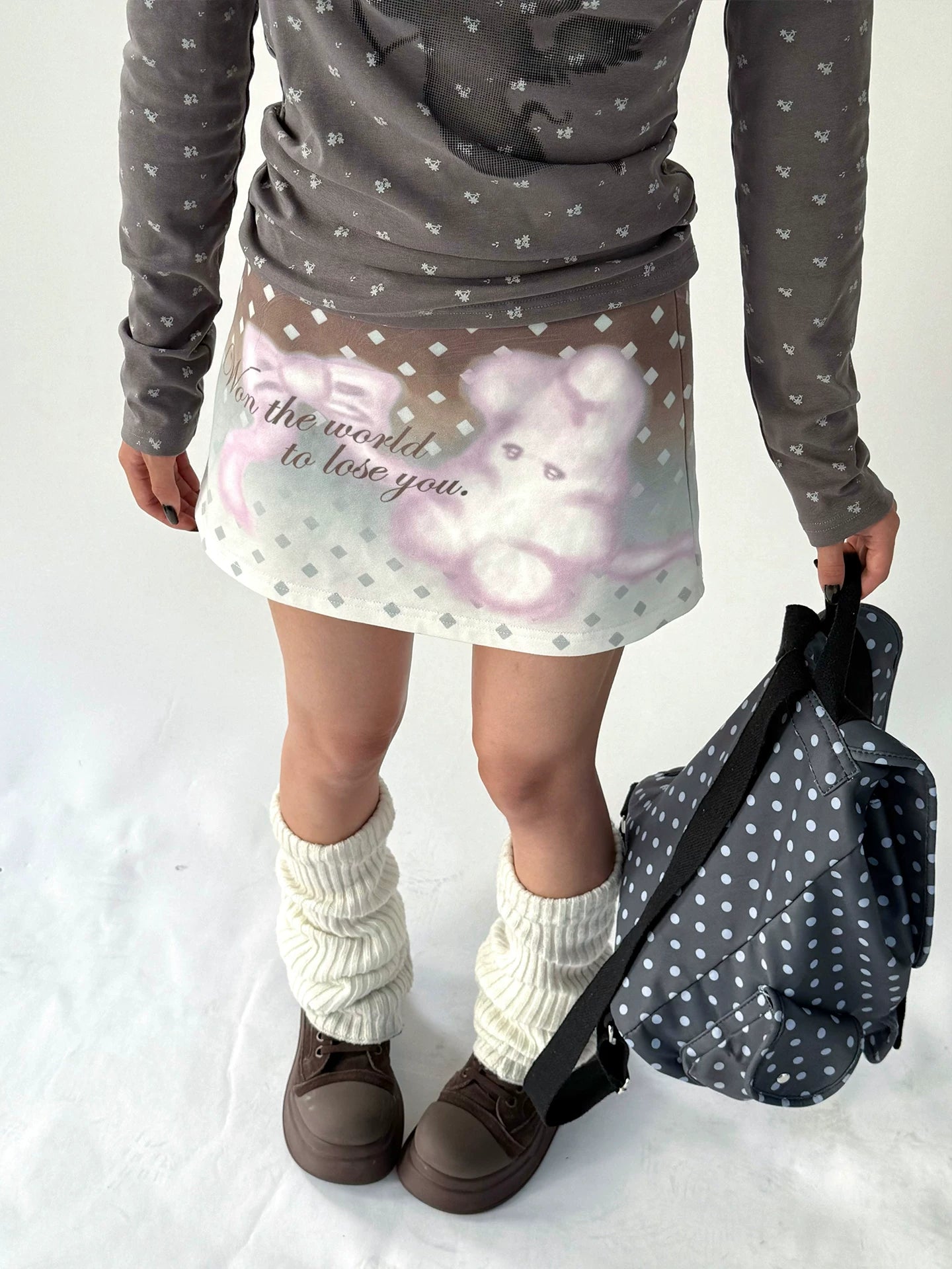 Graphic Print A-Line Short Skirt
