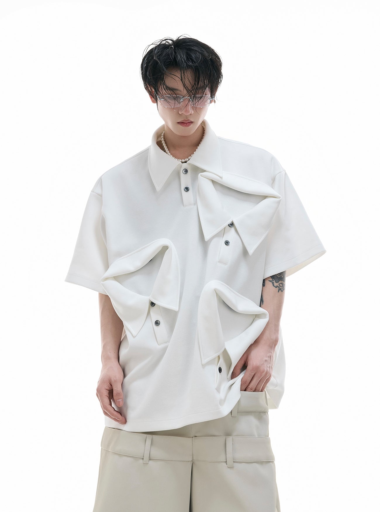 Multi-Collar Cotton Heavyweight Short Sleeve Polo Shirt