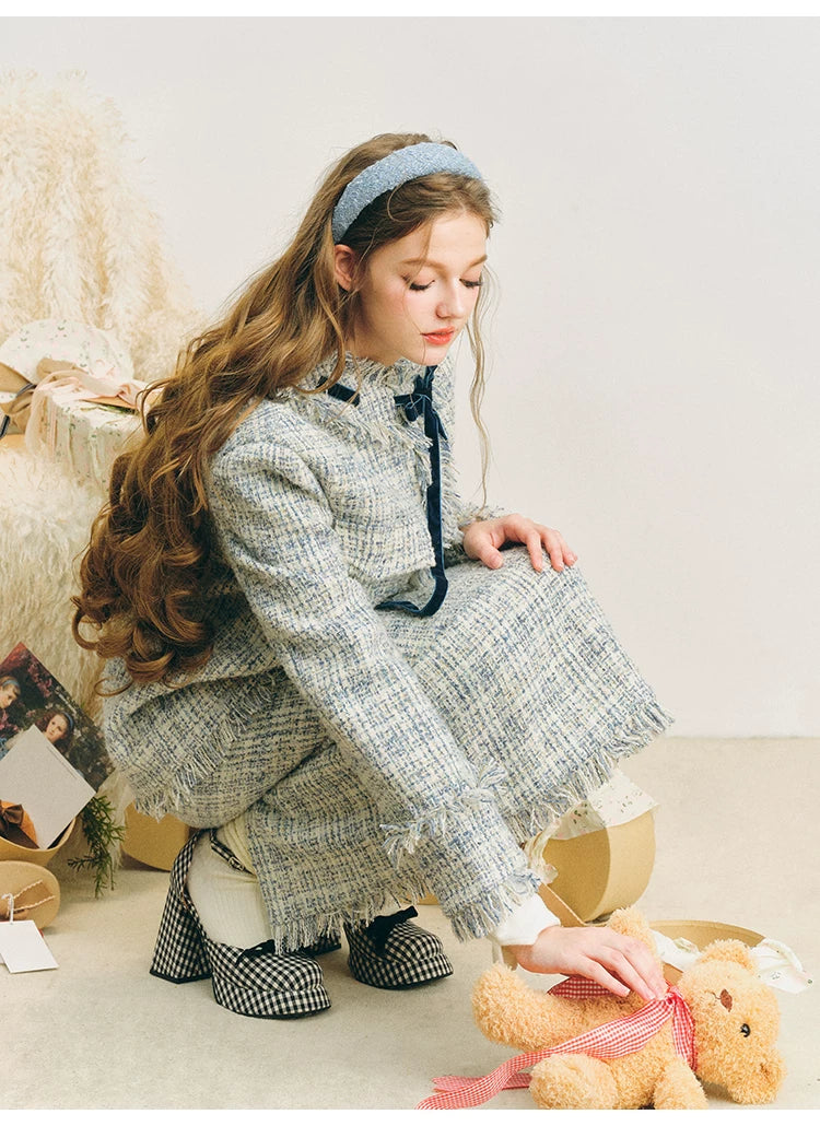 Bow Jacquard Jacket & Tassel Jacquard Short Skirt Setup