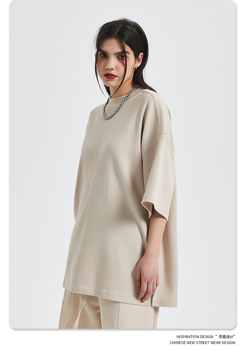 Oversize Waffle Short-sleeve T-shirt & Waffle Short Pants Setup