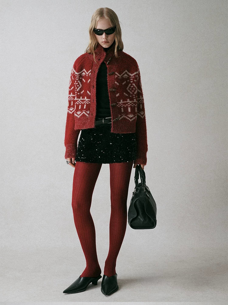 Fair Isle Jacquard Knit Cardigan