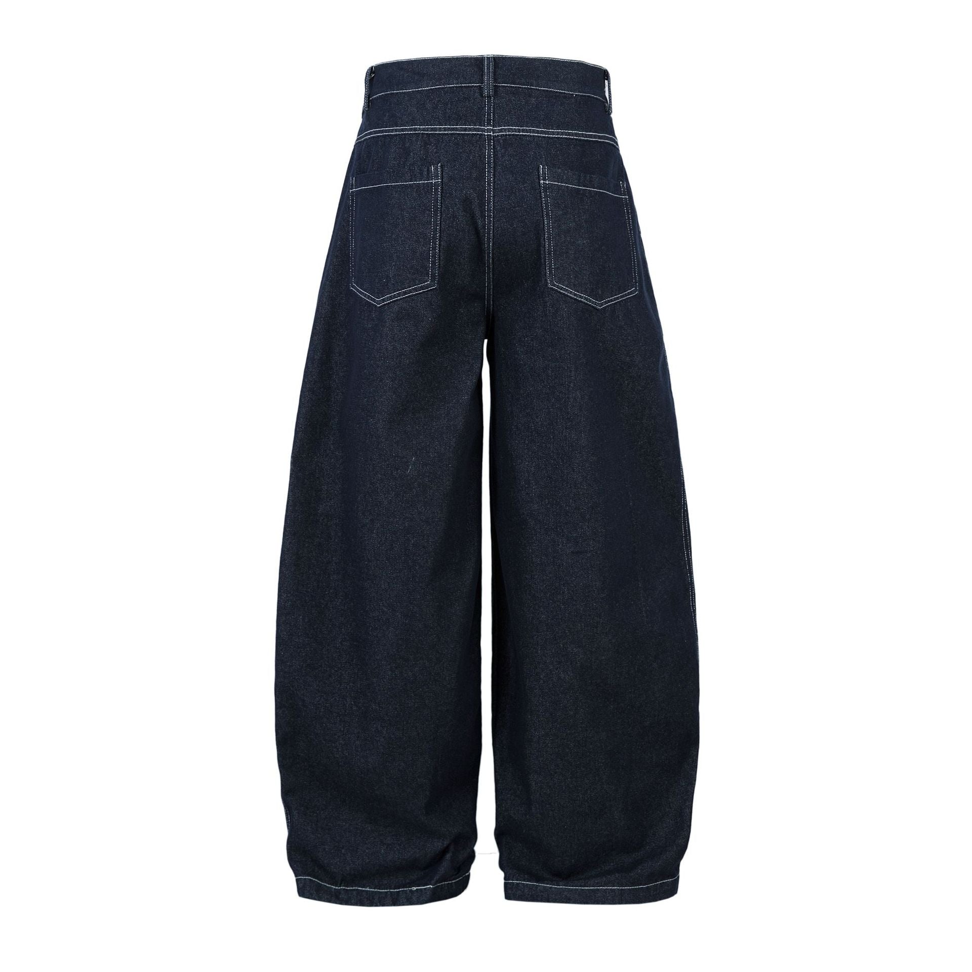 Raw Pleats Wide Leg Denim Jeans