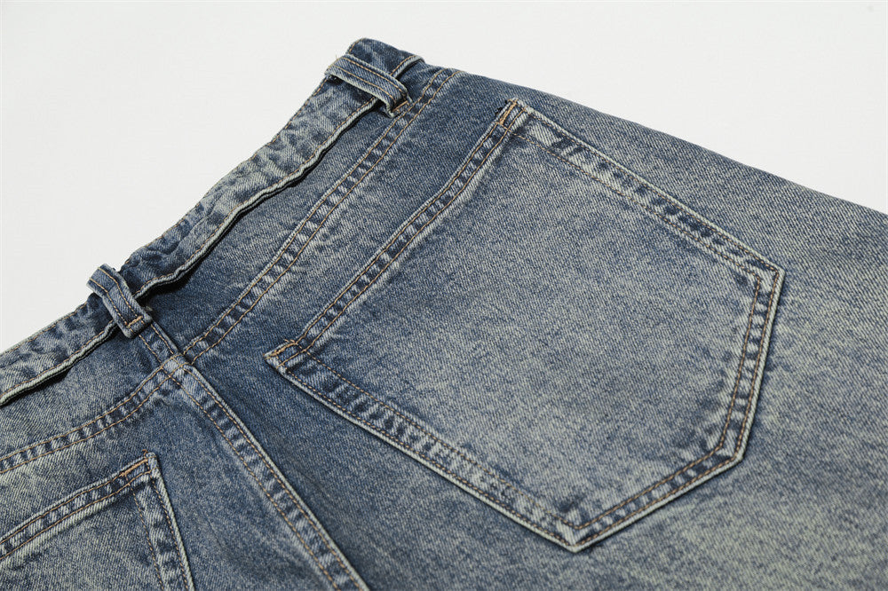 Retro Wide-Leg Denim Jeans - Pants