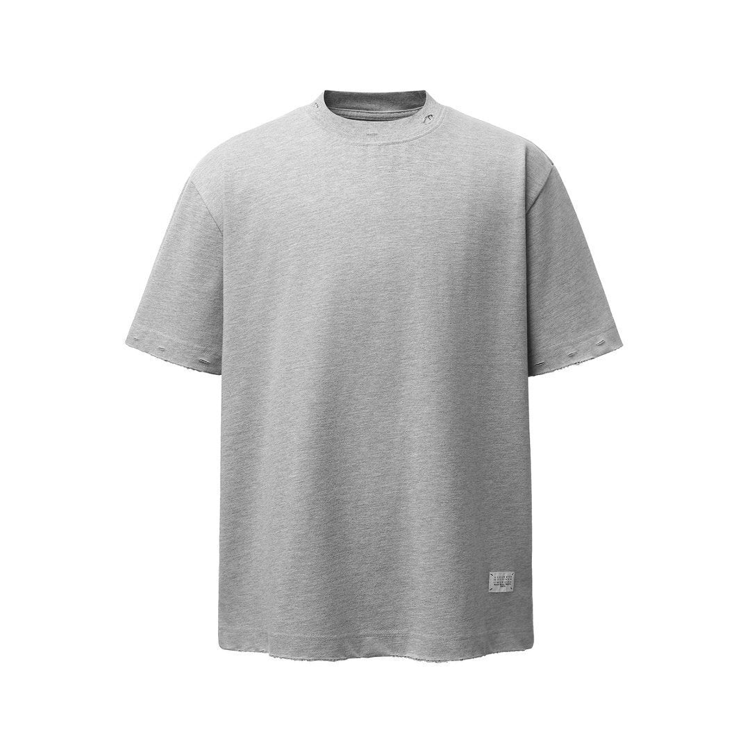 Oversize Damage Plain Short Sleeve T-Shirt