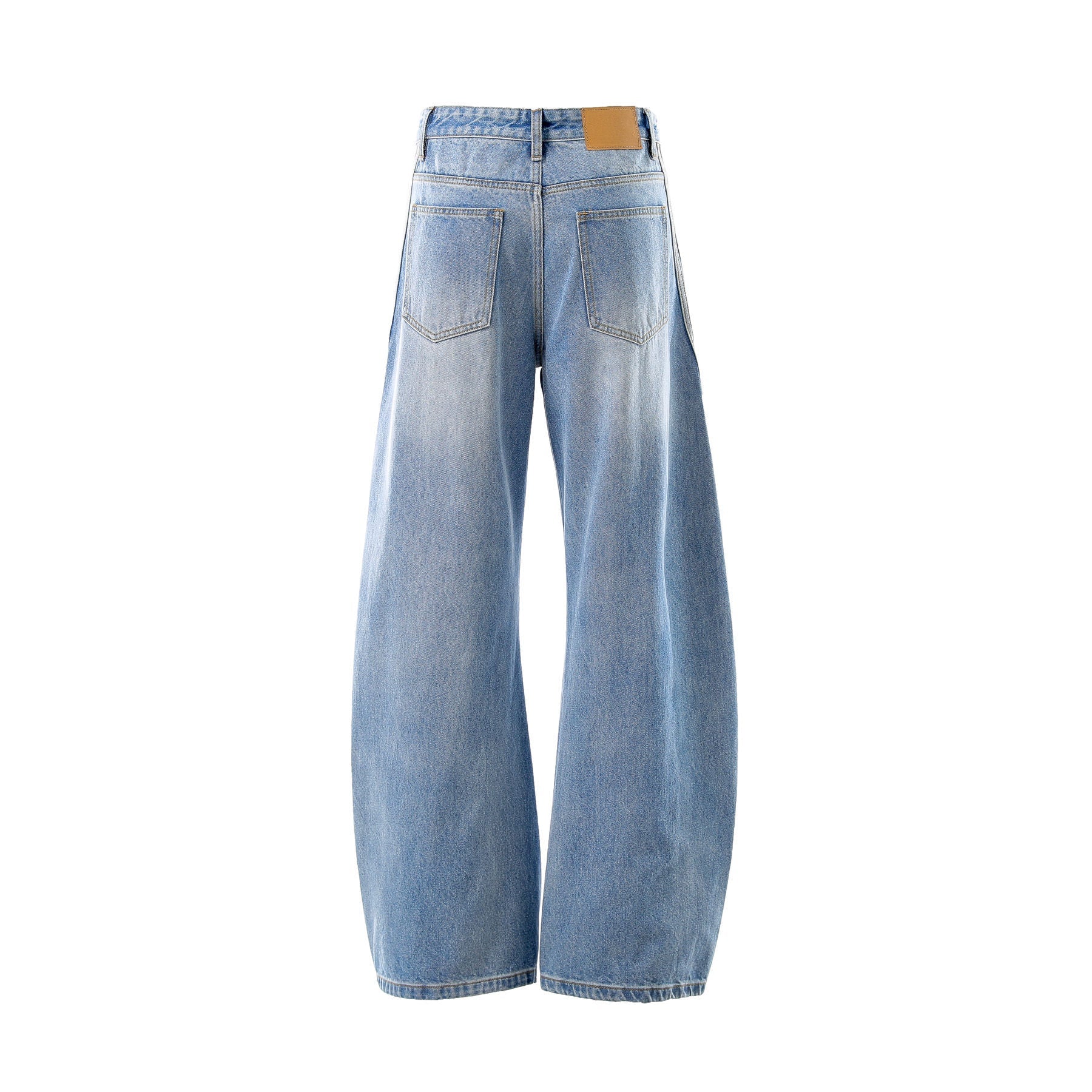 Washed Whisker Pin Tuck Wide Leg Denim Jeans