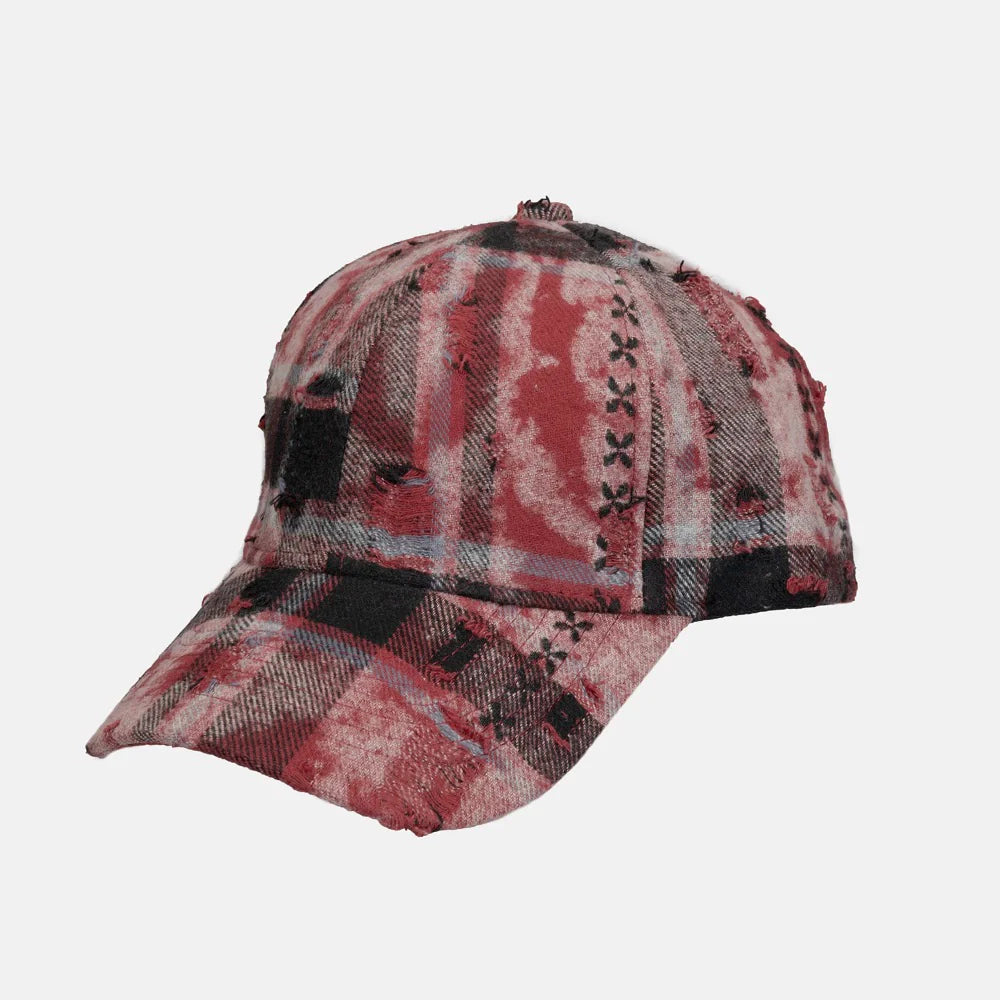 Korean Vintage Check Ripped Cap - MADXMARX