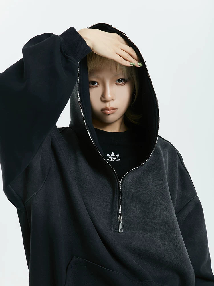 Gradient Half Zip Oversize Hoodie