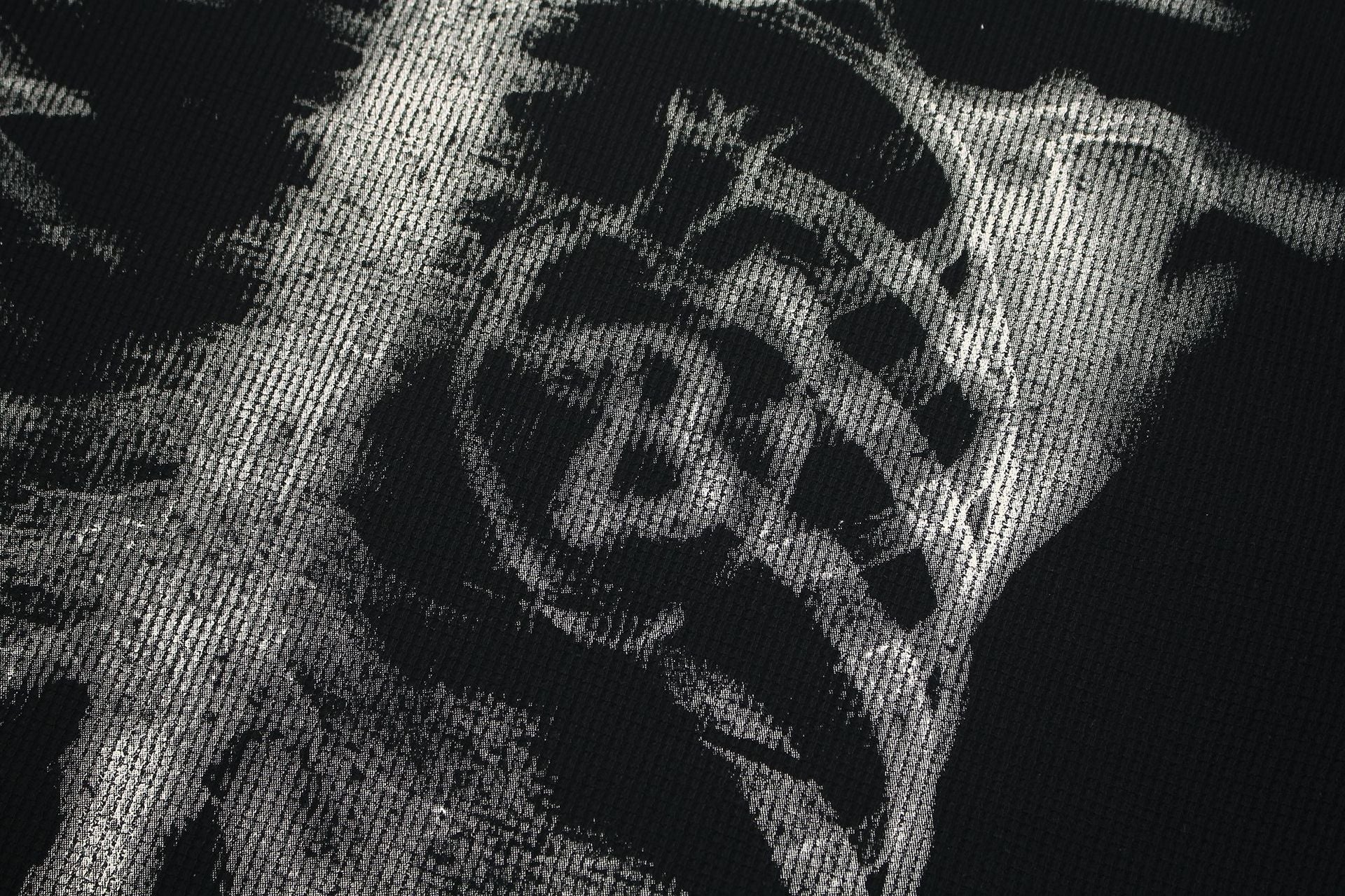 Skeleton Print Waffle Short Sleeve T-Shirt