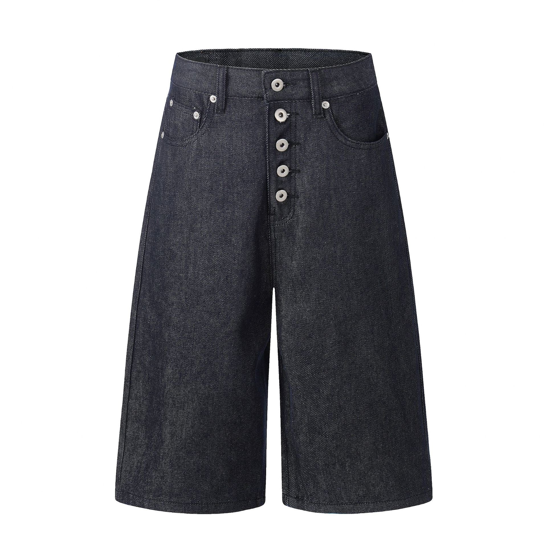 Button Fly Wide Leg Jort