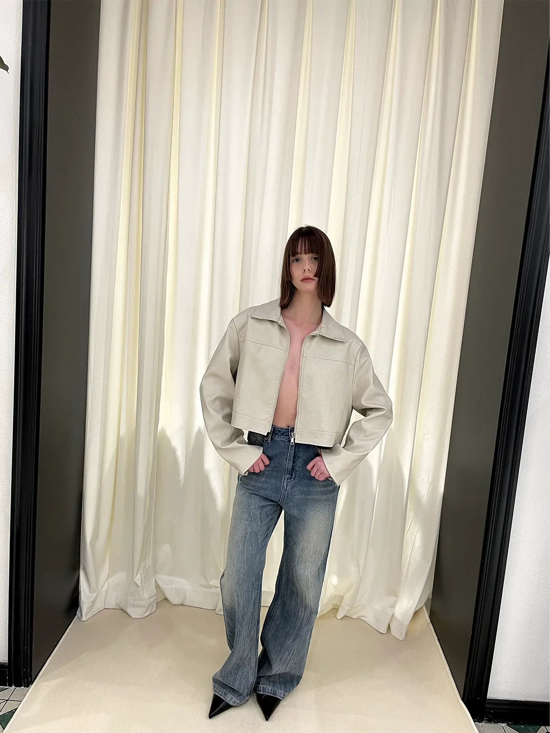 Washed Micro Flare Denim Jeans