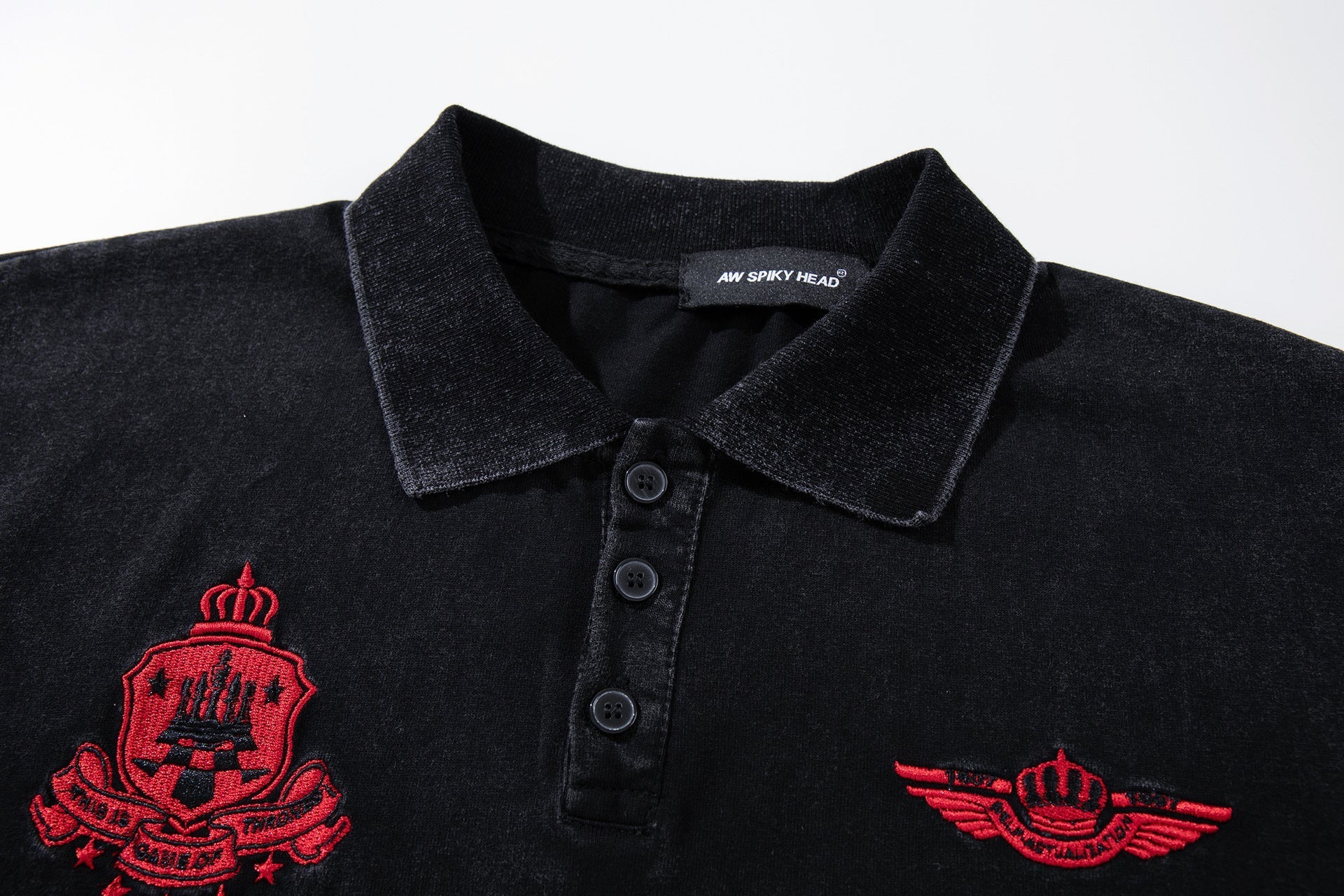 Embroidery Washed Damage Short Sleeve Shirt