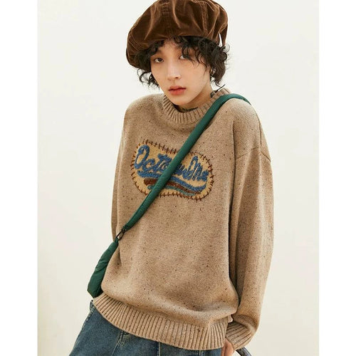 Suéter de tricô retrô estilo "lazy" - Beige / S