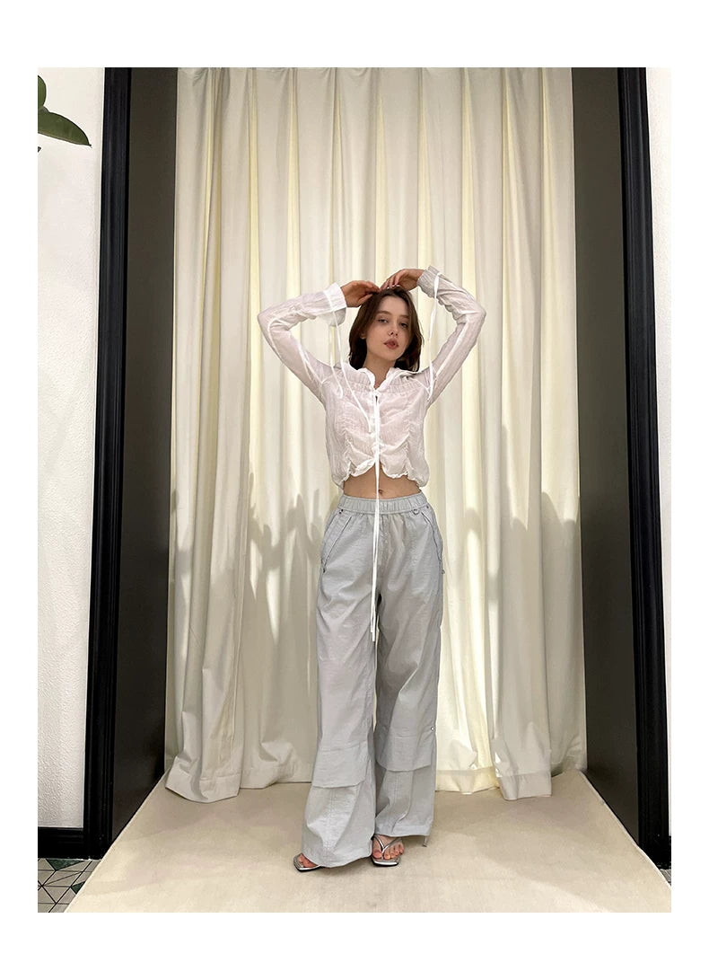 Look Slim Wide-Leg Straight Sporty Pants