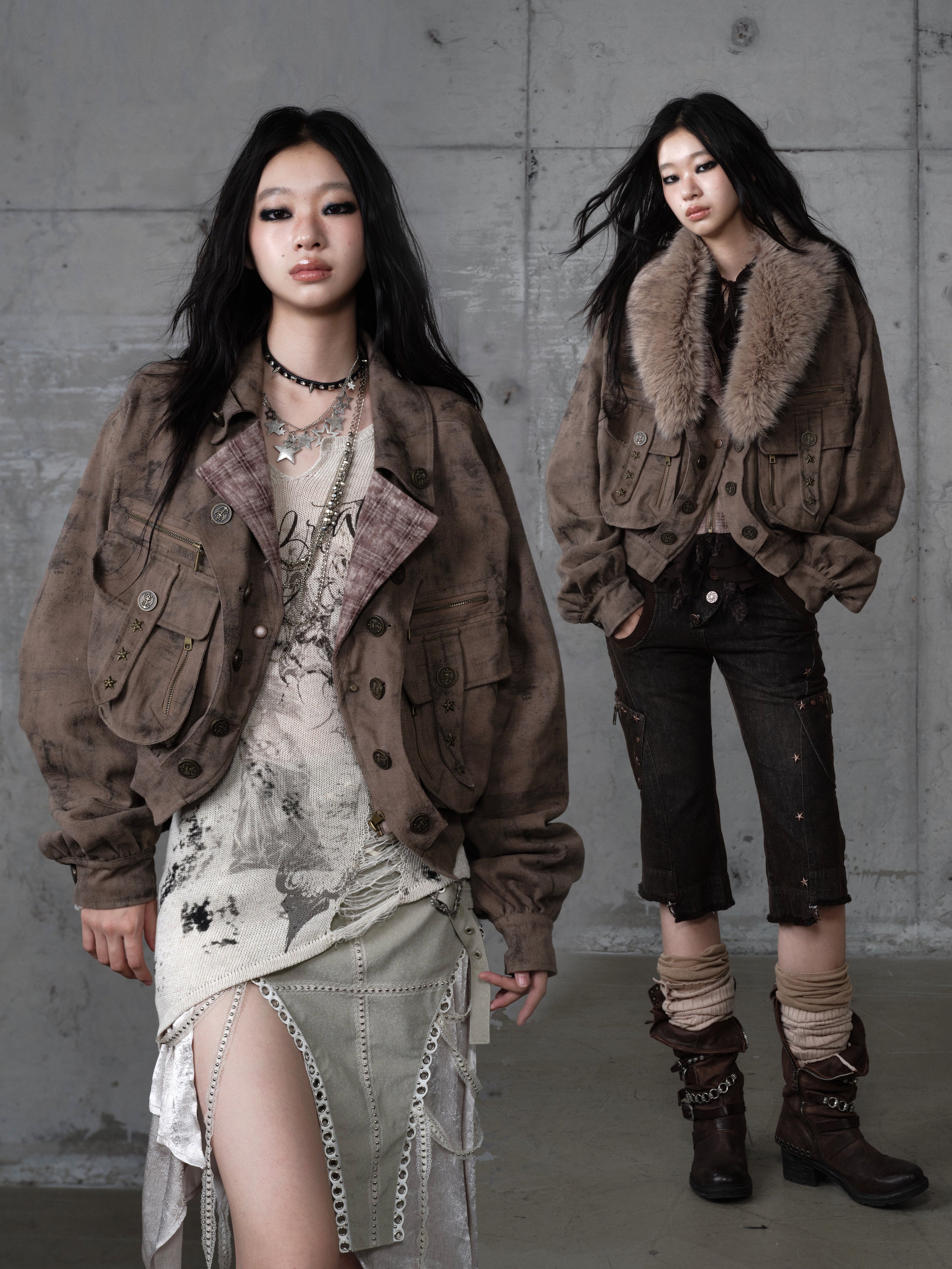 Patchwork Plaid Punk Work Jacket